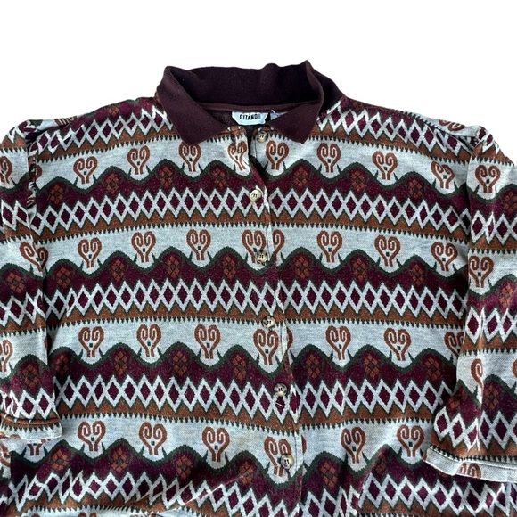 Vintage 1990s Gitano Womens Printed Sweater Cardigan Oversized Small - Picture 3 of 9